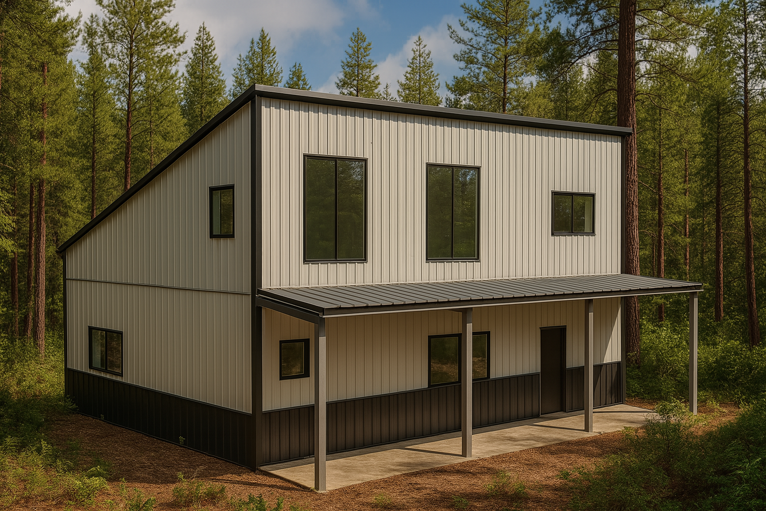 Close-up of a steel frame system used in architectural design and support